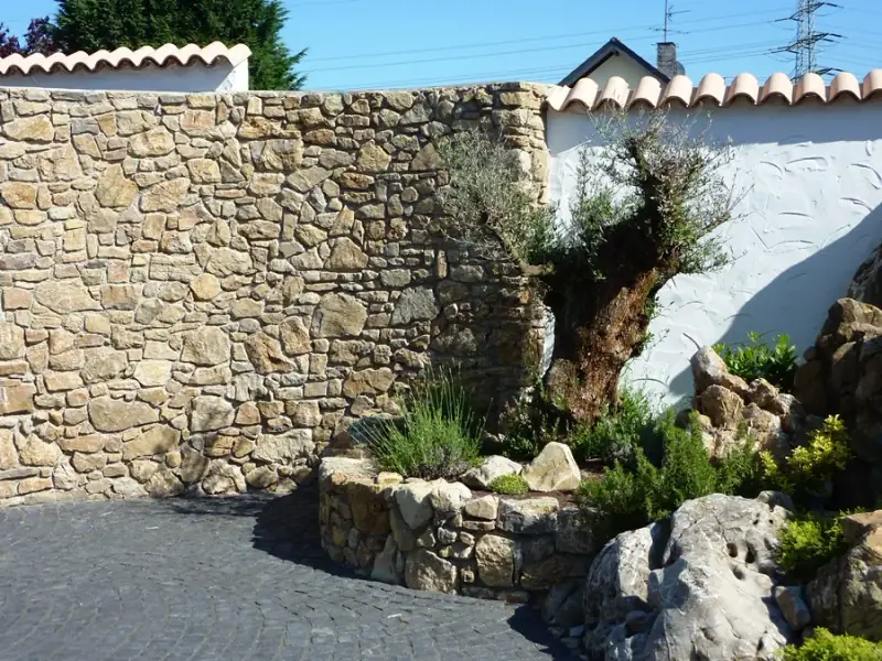 Bruchsteinmauer mit altem Olivenbaum, gebaut von LA CAVA
